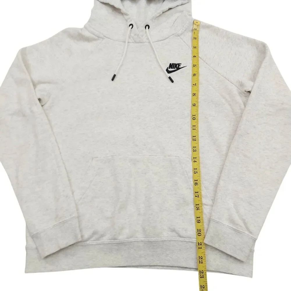 Nike Sportswear Club Fleece Pullover Hoodie Womens Small Gray White Workout Top